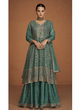 Outstanding Georgette Salwar Suit in Rama